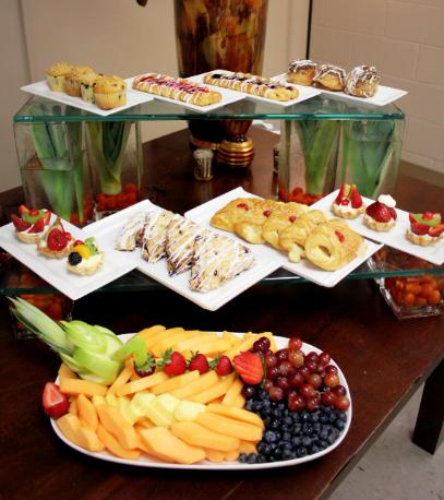 Breakfast buffet spread