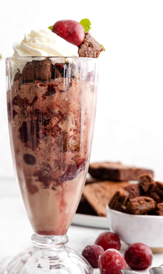 Chocolate cherry sundae in a tall glass