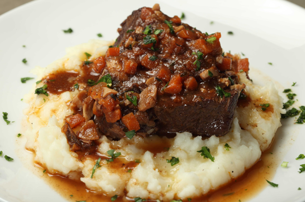 Yankee pot roast over mashed potato